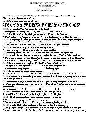 Đề thi chọn học sinh giỏi môn Địa lý Lớp 9 - Năm học 2016-2017